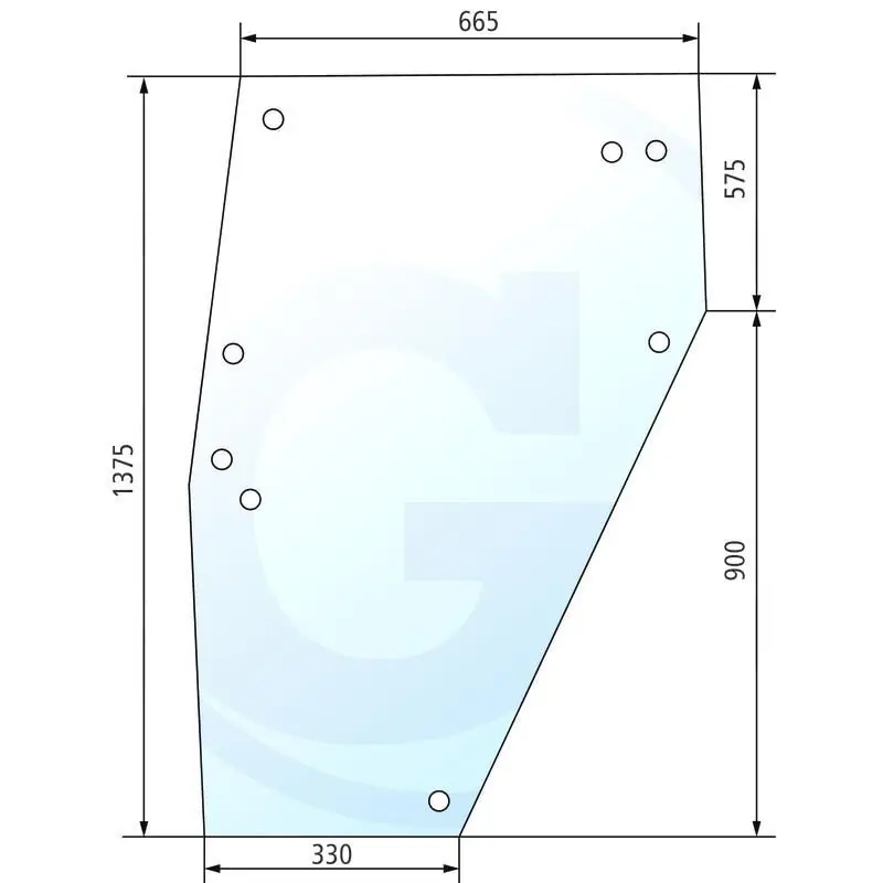 Zniżka Szyba drzwi prawa, starsza wersja z mocowaniem z zawiasem z 3 otworami Deutz DX 4.10 6.16 4347343