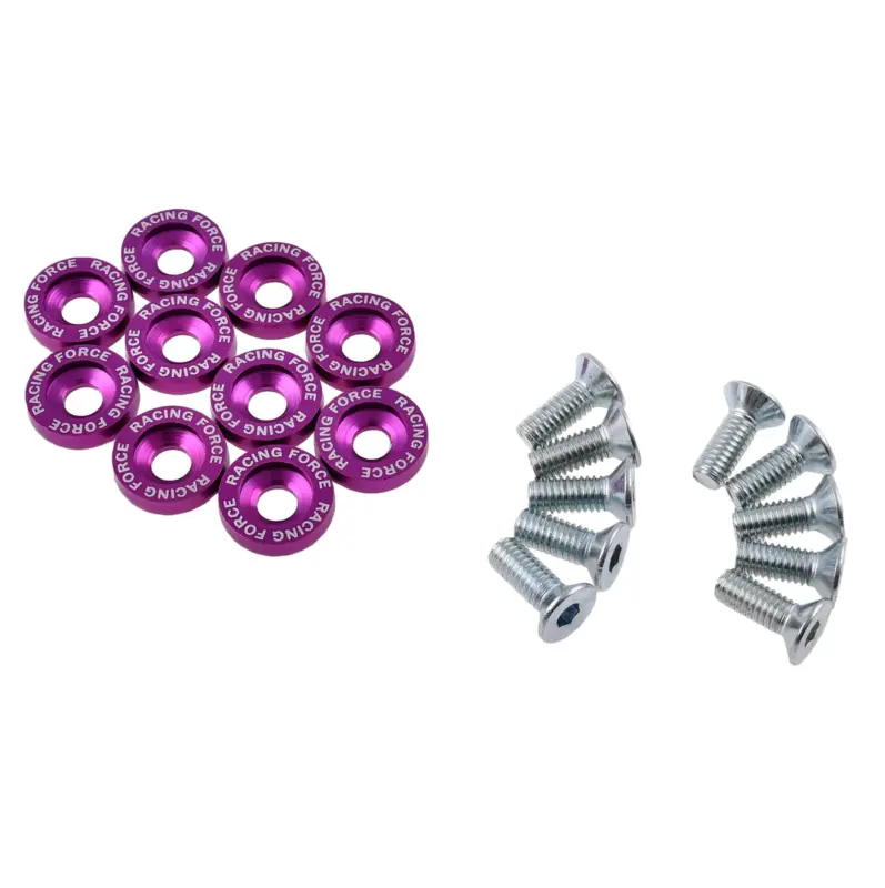 Wyprzedaż Ozdobne podkładki anodowane fioletowe śruby M6 kpl